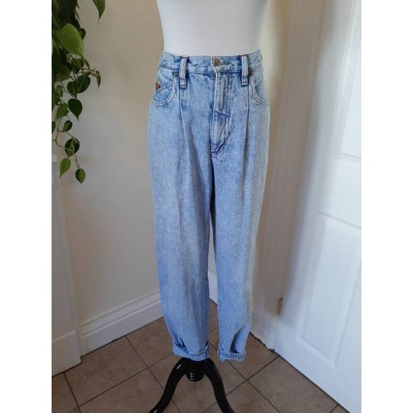 SOLD-Vtg WYLER 80s Stone Wash Relaxed Leg Denim High Waist Tapered Leg Jeans - Picture 2 of 9